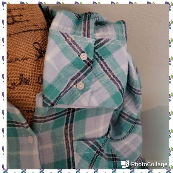 ✅️Anthropologie Sanctuary The Steady Boyfriend plaid shirt - Picture 4 of 8